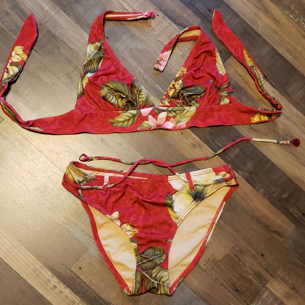 Floral Red Bikini Swimsuit